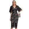 Vestido de verano 2025 para mujer, estilo coreano, elegante, ajustado, con escote en V y falda de encaje hasta la cadera.