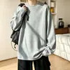 Camiseta de algodão lisa, de manga comprida, para homens, nova coleção outono 2026, camada interna de peso pesado, camiseta base moderna e de corte solto