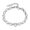 Amazon Transfronterizo Pulsera con Colgante de Corazón Hueco Incrustado de Diamantes de Circonita Joyería de Aniversario Moderna y Versátil para Mujeres