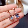 Celebridad de Internet En Vivo Nuevos Imitación Topacio Azul Natural de Londres Pendientes para Mujer Chapado en Oro Rosa de 14K Pendientes Joyería para Oreja