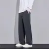 Pantalones casuales de punto de sarga con caída, nueva colección otoño e invierno, cortavientos, cálidos, con felpa, amigables con la piel, suaves, de pierna recta, pantalones crujientes para hombre