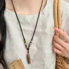 Novo Estilo Étnico Chinês Pingente Caixa Ga Wu Colar de Corda Trançada Acessórios de Corrente para Suéter Feminino Outono e Inverno de Alta Qualidade Versátil