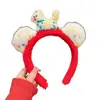 Faixa de Cabelo de Pelúcia Vermelha Cartoon para Meninas, Ano Novo 2026, Faixa de Cabelo em Formato de Animal, Acessório Festivo de Crina de Cavalo para Ano Novo