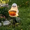 Nueva luz ambiental de patio de jardín transfronteriza, cubo de caramelo de calabaza de Halloween brillante, estaca de suelo de fantasma artesanal creativa