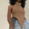 Suéter de Tricô Irregular sem Costas Primavera/Verão 2025 Transfronteiriço Amazon para Mulheres, Pode Ser Usado por Fora, Elegante e Estiloso