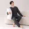 Algodón Lyocell para Hombre, Manga Larga, Holgado, Transpirable, Casual, Conjunto de Pijama 2026, Nuevo Conjunto para Estar en Casa