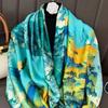 Bufanda de Seda de Marca Grande de Gama Alta para Verano, Chal Largo Estampado para Mujer, Bufanda Elegante, Toalla de Playa, Protector Solar
