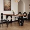 Nueva Mesa de Comedor Retro Francesa de Madera Maciza Ovalada para Hogar Apartamento Pequeño Negra Antigua Sala de Estar Mesa de Comedor Integrada Escritorio