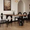 Nueva Mesa de Comedor Retro Francesa de Madera Maciza Ovalada para Hogar Apartamento Pequeño Negra Antigua Sala de Estar Mesa de Comedor Integrada Escritorio