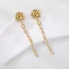 Estilo Clássico Europeu e Americano Ouro 18K Aço Inoxidável Rosto Sorridente Sol Zircônia Borla Brincos Acessíveis Brincos de Luxo Joias Transfronteiriças Femininas
