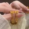 2025 Novos Brincos Femininos Estilo Chinês Retrô Doce Moda Temperamento Alto Padrão Dourado Laço Franja
