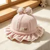 Hola, sombrero de pescador de encaje con lazo, sombrero tipo cubo de encaje patchwork para niñas, sombrero de sol de estilo suave