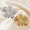 Anillo Abierto Lele Jewelry Nuevo Estilo Europeo y Americano de Acero Inoxidable, Diseño Floral Fresco y Dulce, Chapado en Oro, Joyería de Acero de Titanio que no se decolora