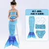 Traje de baño de sirena para niños transfronterizo, cola de sirena, atuendo de natación, traje de baño para niños, conjunto de bikini de tres piezas