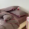 Serie de Colores Maillard Juego de Ropa de Cama Cómodo de Algodón Lavado para Todas las Estaciones, Juego de Cuatro Piezas de Algodón Puro: Funda de Edredón, Sábana Plana y Sábana Ajustable