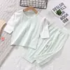 Cardigan de verano para niños de nueve cuartos traje pijamas de bebé ropa para aire acondicionado fino para recién nacidos traje de dos piezas de manga corta dividida