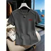Camiseta de Manga Corta para Mujer, 100% Algodón, Hombro Normal, Estampado de Espina de Pescado, Color Café, Moda Coreana, Corte Ajustado, Ropa de Verano para Mujer 2026