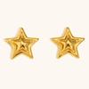 Pendientes de estrella doble de cinco puntas transfronterizos de acero inoxidable chapado en oro de 18 quilates con costuras bicolor, pendientes creativos de nicho de alta gama