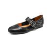Zapatos Mary Jane de Suela Plana con Hebilla de Piel de Oveja Rastrillo Suave Rastrillo para Mujer 2025 Nuevos Zapatos Vintage de Primavera y Otoño con Boca Baja