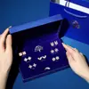 Set de Aretes de Aguja de Plata Nuevos Más Vendidos en Tiktok Caja de Regalo para Qixi Regalo de Cumpleaños, Aretes Sencillos y Elegantes en Stock