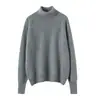 Suéter de cachemira 100% pura para mujer, cuello alto, otoño e invierno, holgado, informal, grueso, camisa de punto