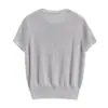 Camiseta de Punto de Manga Corta Gris Claro de Alta Gama para Mujer Verano 2026 Nuevo Estilo Holgado Adelgazante Moda Versátil Top