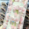 Presilha de Cabelo Infantil Fofa Estilo Coreano Gatinho Kt Rosa Flor de Cerejeira Laço de Renda Presilha de Cabelo para Bebê Presilha de Cabelo para Franja de Menininha