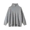 Nuevo Suéter de Punto Grueso con Cuello Alto 100% Cachemira Estilo Perezoso Otoño/Invierno 2025 para Mujer, Suéter de Cachemira Cepillado de Color Sólido
