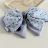 Pinza de Resorte con Lazo Grande de Retazos de Lunares de Satén Estilo Coreano para Añadir Volumen, Accesorio para el Cabello para la Parte Posterior de la Cabeza, Pasador Elegante