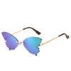 Gafas de sol transfronterizas sin marco, con borde cortado, modernas, con degradado de mariposa, populares en Internet, del mismo estilo, para fiestas.