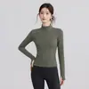 Top Fitness Feminino Meia-Zip Gola Alta Emagrecedor Respirável Manga Longa Top Esportivo Pilates Corrida Treinamento Atacado