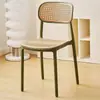 Silla de Ratán de Plástico, Estilo Nórdico, Silla de Comedor Apilable para Uso en Casa, Ocio al Aire Libre, Silla Trendy con Respaldo, Mesa y Silla con Reposabrazos, Silla Hueca