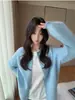 Nuevo Suéter Cardigan de Punto para Mujer Estilo Coreano Otoño/Invierno 2026, Holgado, Adelgazante, Casual, Versátil, Forrado de Felpa, Borde Enrollado