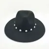 Comercio Exterior Sombrero de Lana Otoño e Invierno Sombrero Jazz Sombrero de Fiesta Sombrero Fedora para Mujer Sombrero Fedora con Perlas Sombrero Británico Fieltro Europeo y Americano