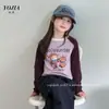 Camada Base Feminina YOJIA Primavera Outono 2026 Novo Estilo Coreano Slim Fit Camiseta de Manga Longa para Menina Roupa Interna Roupa de Outono para Crianças