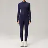 Conjunto Esportivo de Outono Inverno para Mulheres, Secagem Rápida, Respirável, Jaqueta de Manga Longa, Cintura Alta, Levanta Bumbum, para Corrida, Fitness, Ciclismo, Conjunto de Duas Peças