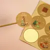 Pegatinas Navideñas de Papel Kraft Transfronterizas Set de Sobres Personalizados Etiquetas Autoadhesivas Multipatrón Pegatinas Selladoras para Regalos Navideños