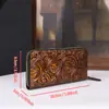 Cartera Larga con Diseño Creativo Único, Nueva Cartera Brillante de Cuero Vintage 2026 para Mujer, Tarjetero con Patrones Grabados, Múltiples Ranuras para Tarjetas, Moderna