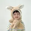 Sombrero de Peluche y Bufanda Integrados para Niños para Otoño e Invierno, Sombrero con Protección para las Orejas para Niños, Sombrero de Bebé para Niñas Hecho de Piel Sintética de Conejo