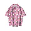 Camisa de Hello Kitty de manga corta con el mismo estilo de Hello Kitty, nueva camisa de verano para hombre y mujer, holgada, combinable, con lindas flores.