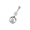 Anillo para Ombligo con Flor de Zirconia Estilo Europeo y Americano Anillo para Ombligo con Forma de Corazón de Acero Inoxidable Joyería para Perforación de Ombligo con Piedra Lunar Natural