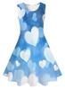 Vestido Sem Manga para Meninas com Estampa Digital 3D Europeu e Americano Vermelho Amor Festivo Verão Vestido de Princesa AliExpress Quente