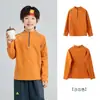 Camiseta infantil de manga comprida com forro de fleece para outono e inverno, gola alta discreta, camiseta base macia, moletom esportivo para meninos e meninas, blusa quente