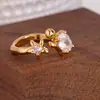 Anillo Estilo Xiaohongshu para Mujer con Incrustaciones de Diamante, Fresco y Dulce, Delicado y Versátil, Anillo Abierto Ajustable