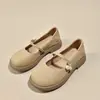 Sapatos Mary Jane de couro macio para mulheres, sapatos baixos de sola única, novo modelo outono 2026, slip-ons de uso bidirecional, adequados para combinar com saias, sapatos pequenos de couro delicados