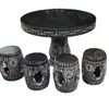 Juego de Mesa y Banco de Piedra para Exteriores, Mesa Cuadrada con Grabado Personalizado, Mesa de Piedra Natural para Uso en Patio Exterior, Hogar y Ocio