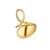 Anillo Abierto Minimalista de Acero Inoxidable con Línea Geométrica Hueca Chapado al Vacío en Oro de 18K Joyería de Diseño Sencillo