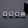 Aretes de circón AAA Jinse tendencia coreana flor aretes multicolores fabricantes de joyería aretes al por mayor regalo mujer