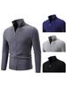 2024 outono e inverno novo casaco de lã masculino com zíper de gola alta cor sólida moda casual casaco de suéter masculino