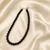 Collar creativo de perlas negras con cuentas redondas, estilo oscuro, joyería dulce y moderna para mujer, estilo informal, joyería de moda para hombres y mujeres.
